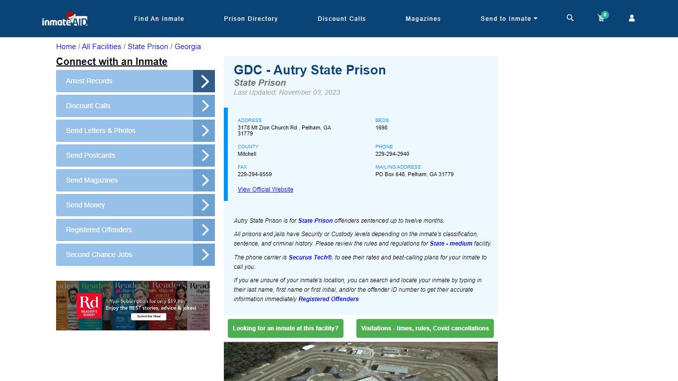 GDC - Autry State Prison & Inmate Search - Pelham, GA