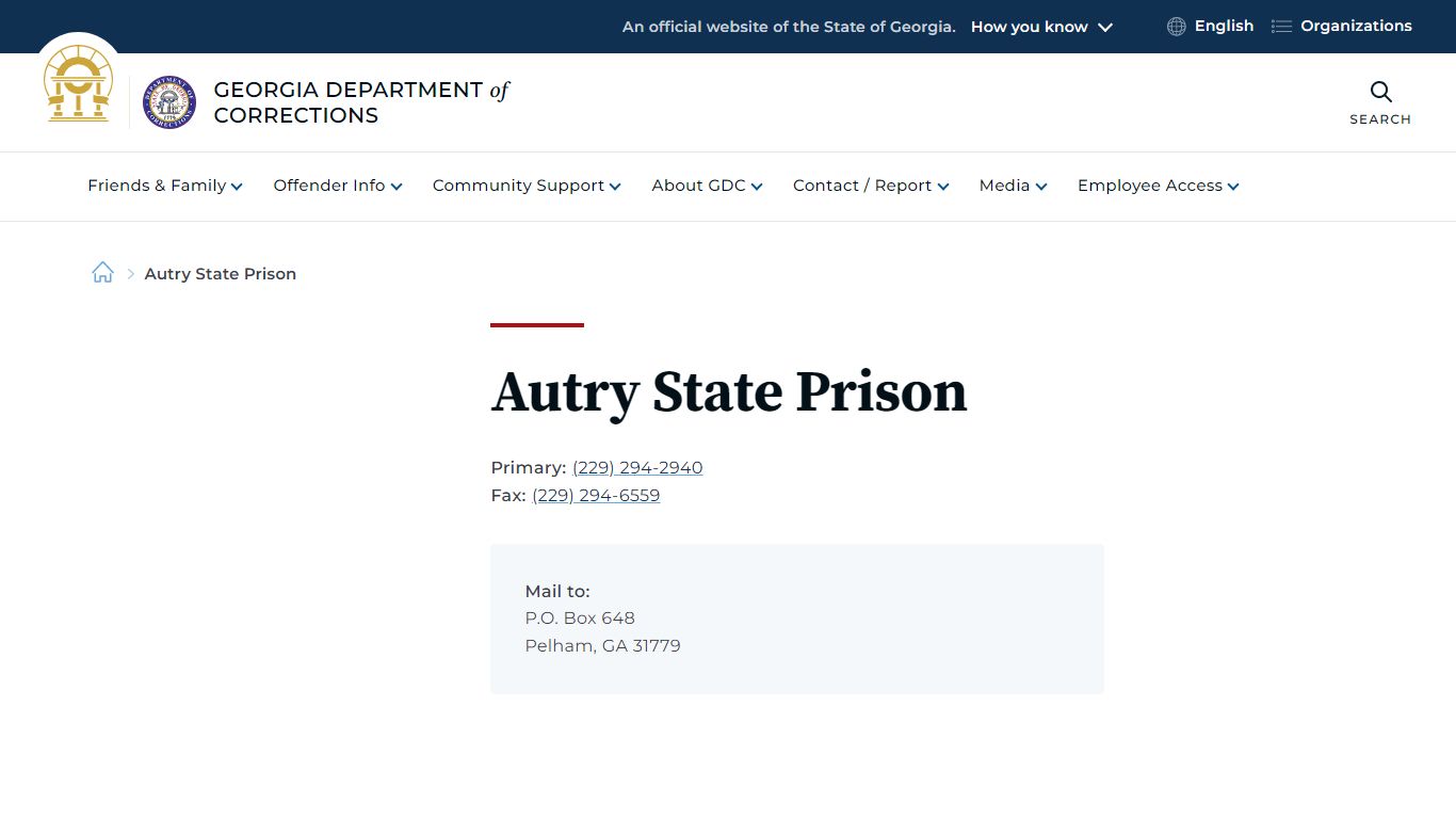 Autry State Prison | Georgia Department of Corrections