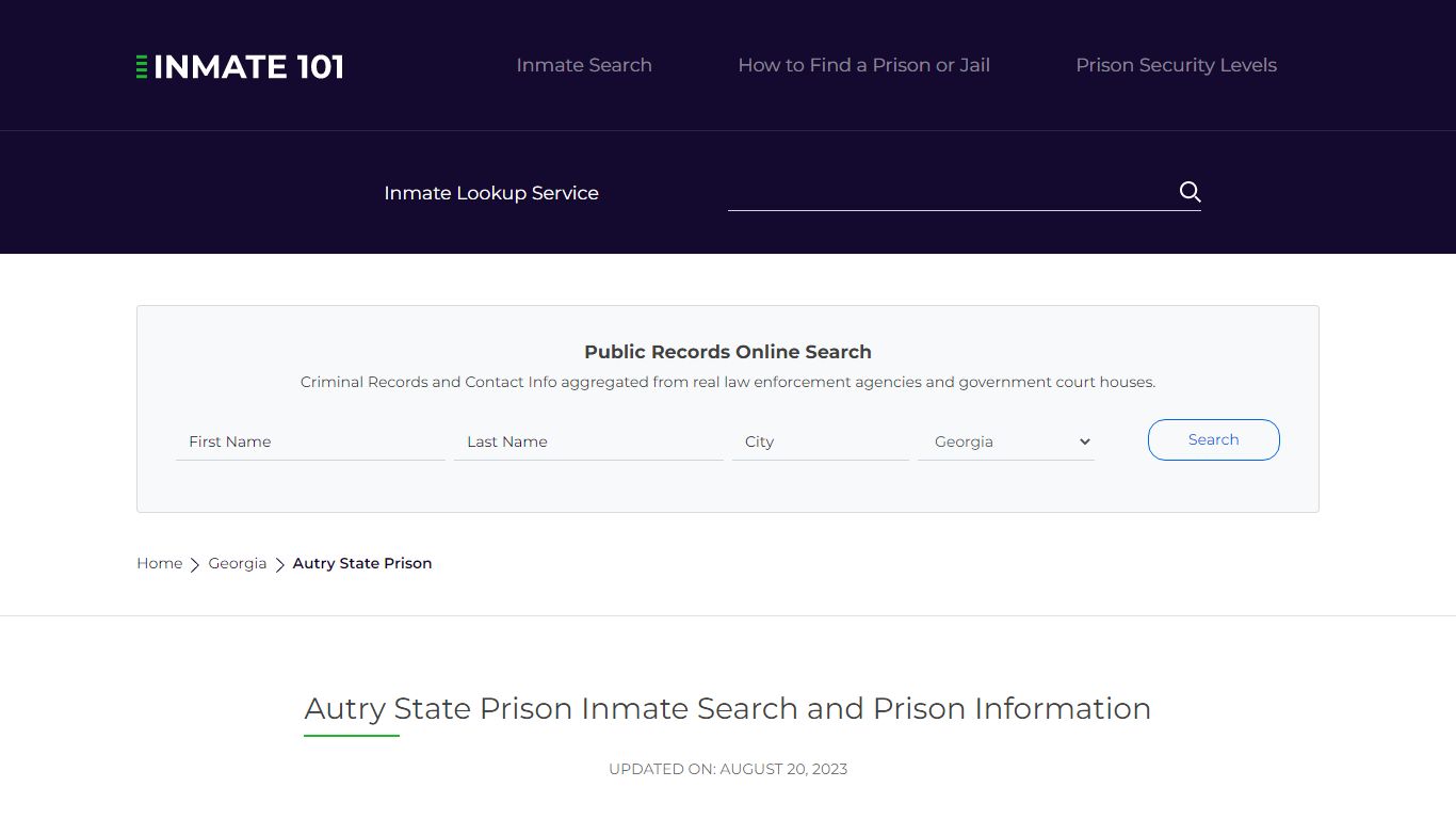 Autry State Prison Inmate Search and Prison Information