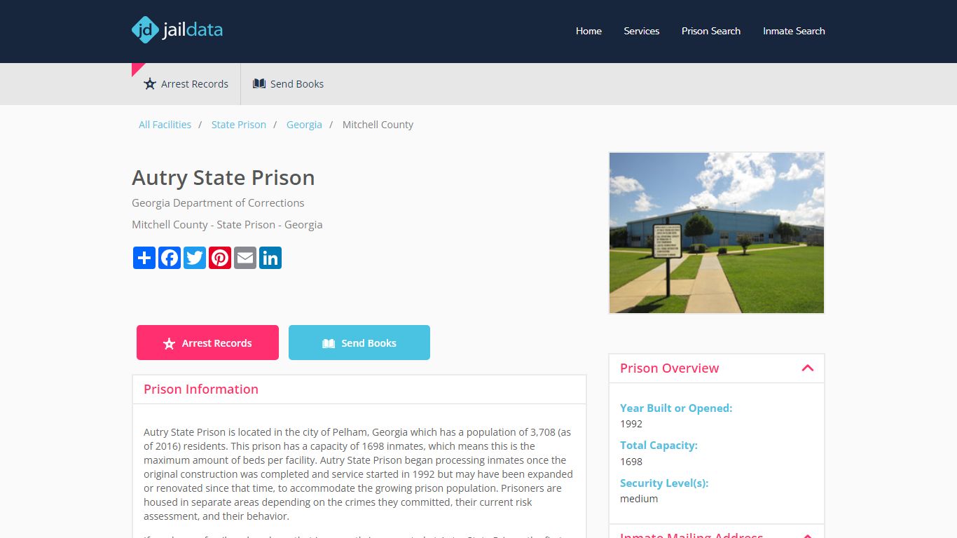 Autry State Prison Inmate Search and Prisoner Info - Pelham, GA